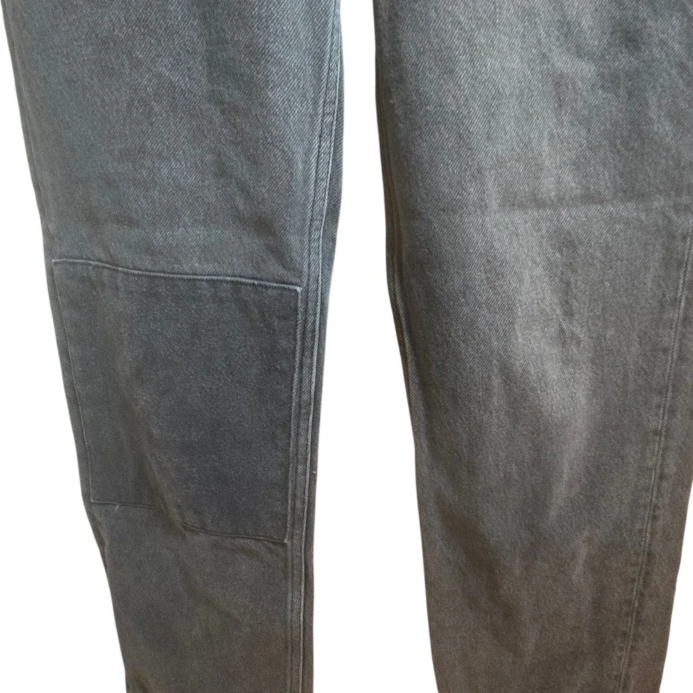 Reformation Cynthia High Rise‎ Straight Jeans Gray Patch Detail 26